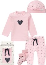 Noppies - Coffret cadeau - 5 pièces - Rose - Emballage cadeau - Pantalon - Chemise - Chapeau pouvant être porté des deux kanten - 2 paires de chaussettes - Taille 56