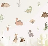 By Maes - Dino muursticker - 1 vel met 18 stickers - Muursticker kinderkamer - Muursticker dieren