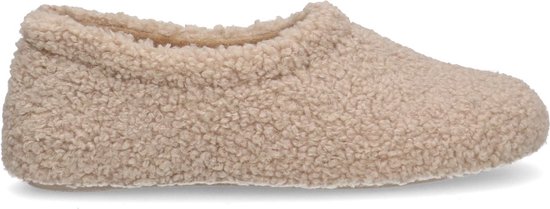 Manfield - Femme - Chaussons teddy beiges - Taille 36