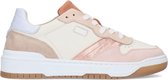 Manfield - Dames - Witte leren sneakers met roze details - Maat 37