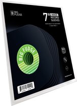 BIG FUDGE Vinyl Platenalbum 18 cm Platenhoezen x 50 Stuks - Speciale Zwaargewicht & Zuurvrije Zwarte Editie - Slanke Anti-Statische Platenhoezen voor Single & LPs