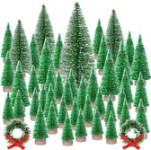 46 stuks mini kerstdorp bomen fles penseel bomen sisal sneeuw beboste bomen met kerstkransen voor Kerstmis huisdecoraties, diorama modellen