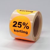 25% Korting stickers op rol - 225 per rol - 50mm oranje