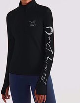 Comfortabel Paardrij Trainingsshirt met duimgaten – Maat XS – Ruitersport Kleding – Dames - Zwart