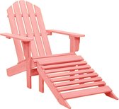 The Living Store Adirondack stoel - Massief vurenhout - Roze - 70x147.5x88.5cm - Met voetenbank