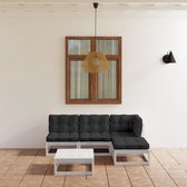 The Living Store Tuinset Grenenhout Lounge - 70x70x67 cm - Wit Antraciet