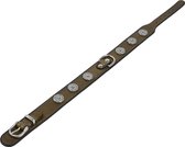 Dutchiz Fortuna Olive Green Luxe Leren Halsband belegd met zilveren stenen voor de hond maat XS 44 cm in NL handgemaakt