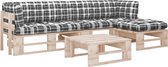 The Living Store Pallet Loungeset - Tuinmeubelset - 110x65x55 cm - Grenenhout