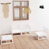 The Living Store Tuinset Massief Grenenhout - 70x70x67 cm - Wit