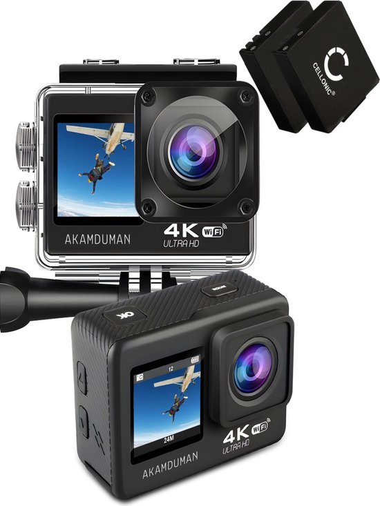 Akamduman® Action Camera 4K 24mp 60 fps - + extra accu - Actie camera -  Gopro - Vlog... | bol