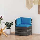 Canapé d'angle The Living Store Palette - 65 x 65 x 71,5 cm - Bois de pin - kussen bleu clair