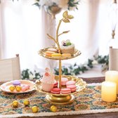 Gouden Taartstandaard, Dubbel Plafond Ronde Blad Cupcake Standaard Metalen Feest Dessert Display Standaard voor Bruiloft Verjaardag Viering Baby Shower