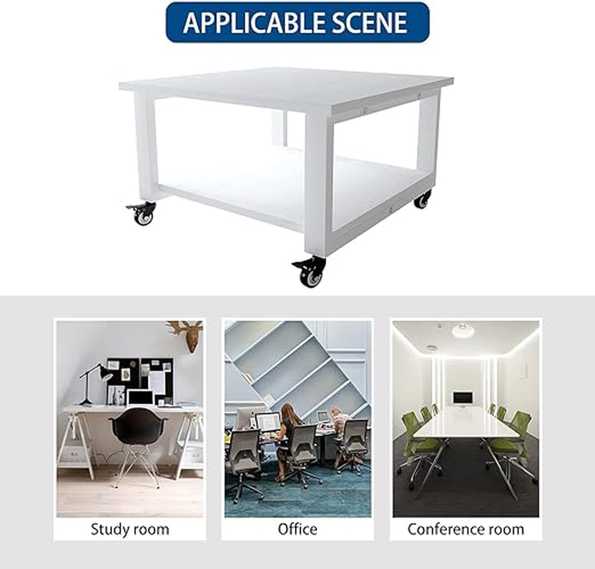 Printer Stand Rack Printer Cart met wielen, Onder Bureau Printer Tafel met Opslag 2 Tier Rolling Printer Houder voor Bureau Plank Organizer voor Scanner Fax Machine Home Printers Houder Wit