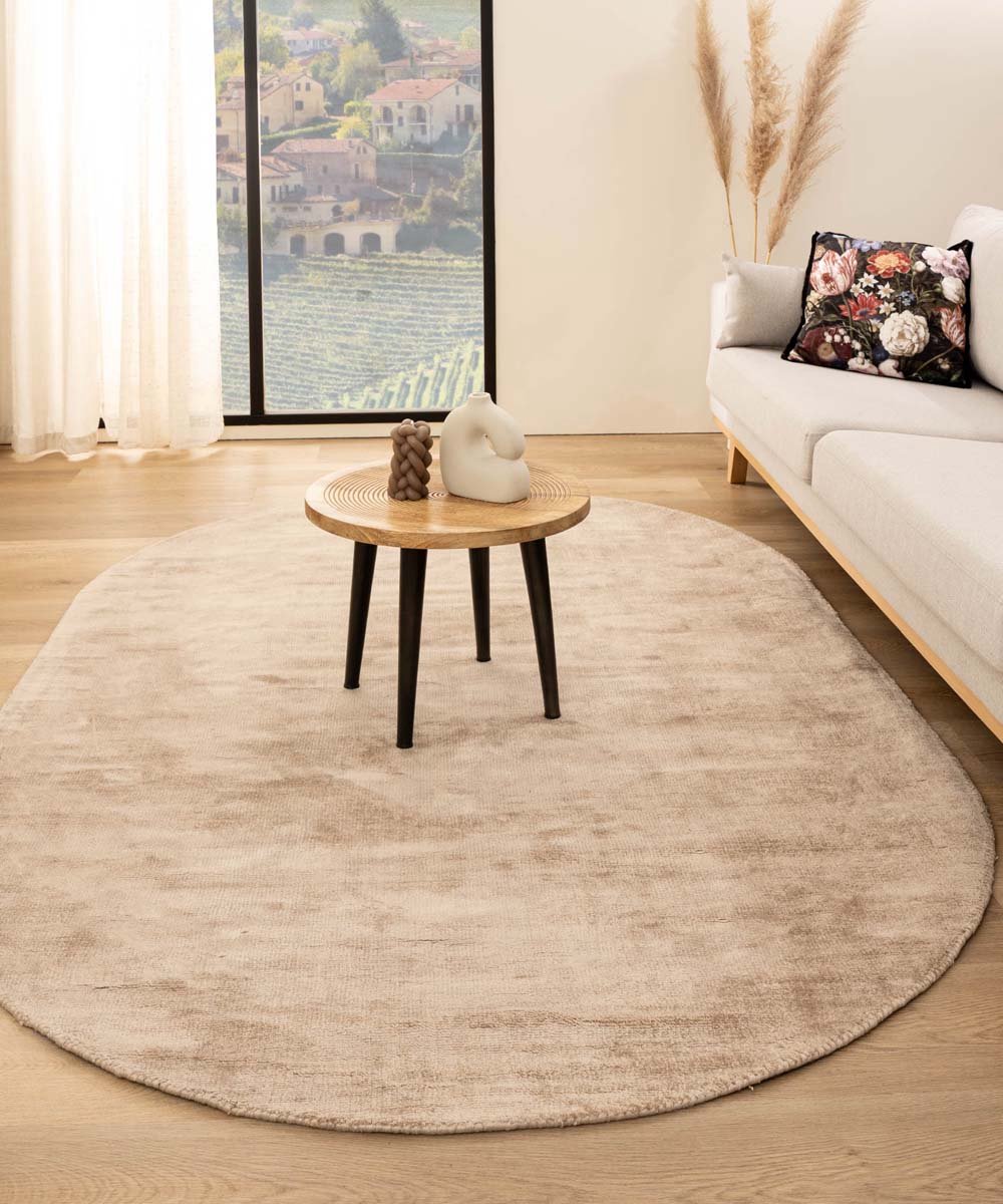 Viscose vloerkleed ovaal - Glamour beige 300x400