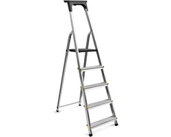 ALU trapladder 5 treden met gereedschapshouder