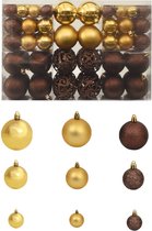 The Living Store Kerstballen - Glanzend - Kunststof - 3 cm - 4 cm - 6 cm - Bruin - Brons - Goud