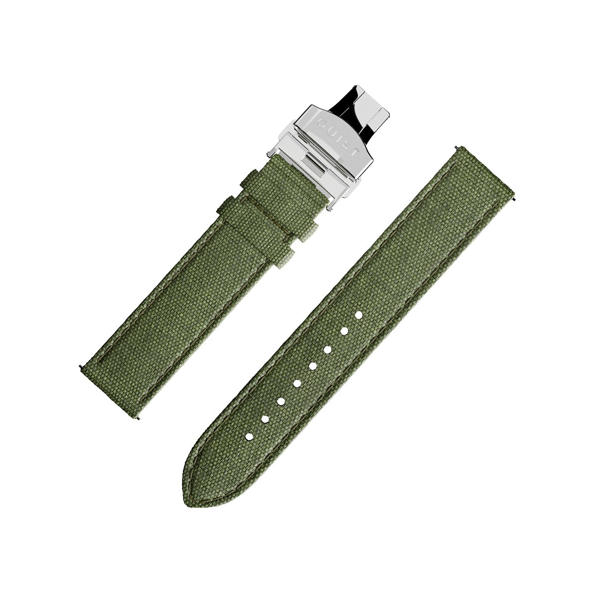 QUIST - horlogebandje - groen cordura - zilveren sluiting - 20mm
