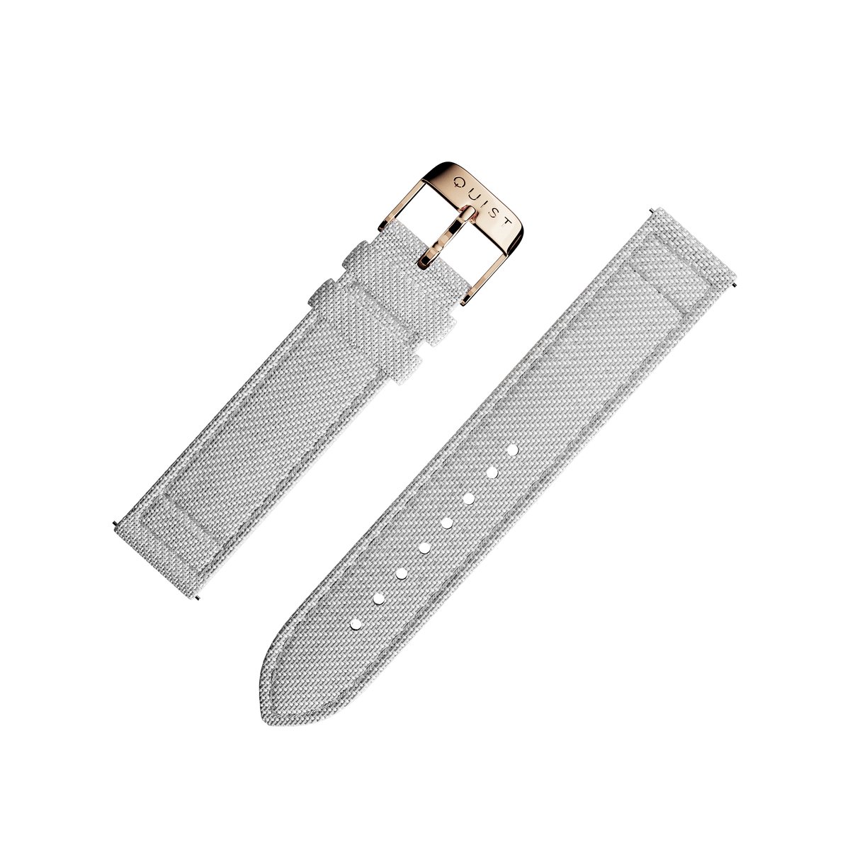 QUIST - horlogebandje - lichtgrijs linnen - gouden sluiting - 18mm