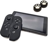 Gadgetpoint | Beschermhoesjes + Thumbgrips | Performance Antislip Skin | Softcover Grip Case | Accessoires geschikt voor Nintendo Switch Joy-Con Controllers | Zwart + Pootjes Zwart met Wit DIK
