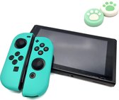 Gadgetpoint | Beschermhoesjes + Thumbgrips | Performance Antislip Skin | Softcover Grip Case | Accessoires geschikt voor Nintendo Switch Joy-Con Controllers | Cobalt Groen + Pootjes Groen/Wit | Vaderdag Cadeau