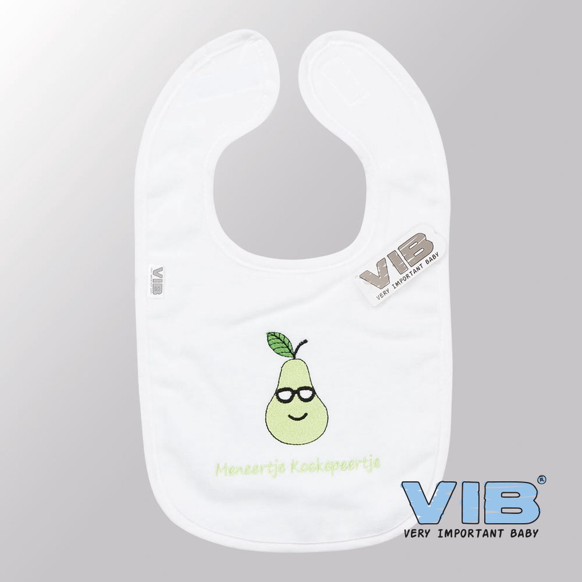 Goedkoopste VIB® - Slabbetje Luxe velours - Meneertje Koekepeertje (Wit) - Babykleertjes - Slabbetjes - zwangerschap aankondiging - baby aankondiging