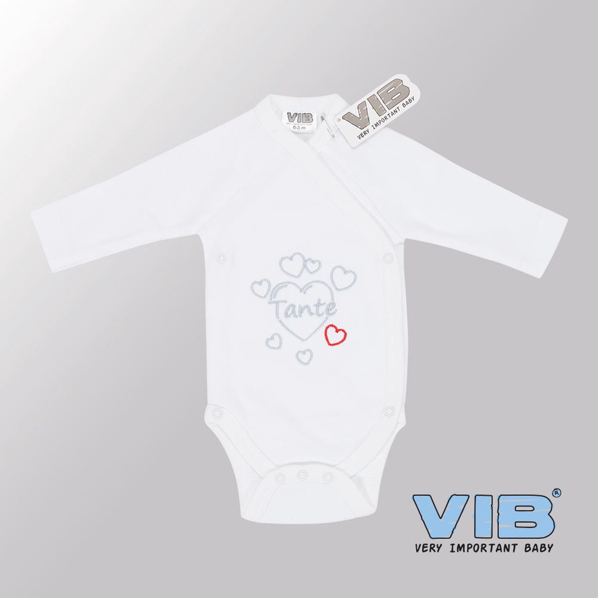 VIB® - Rompertje (overslag) Luxe Katoen - Tante? (Wit) - Babykleertjes - romper - rompertjes - rompertjes met tekst - baby cadeau - baby aankondiging - overslagromper