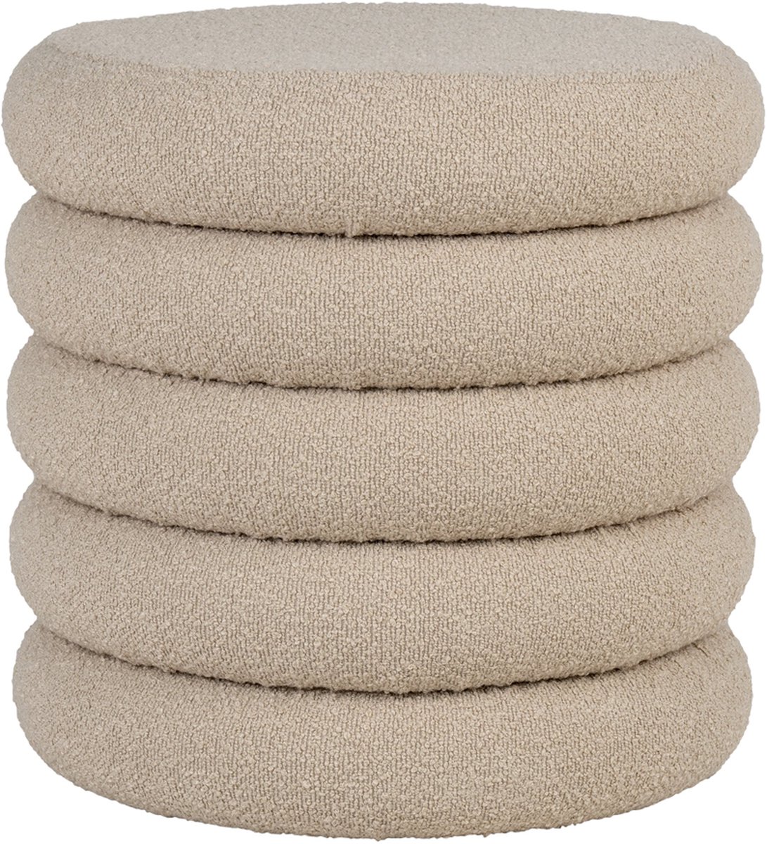 Artichok Willemijn poef bouclé beige - met opbergruimte - rond - met deksel - Ø 44 cm