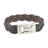 Josh Heren Armband Leer/Metaal - Bruin