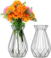 Belle Vous Helder Kristal Glas Vazen (2 Pak) – 15 cm – Modern Decoratieve Cylinder Glas Bloemen Vaas Set voor Huis Kopstuk en Kantoor Decoratie