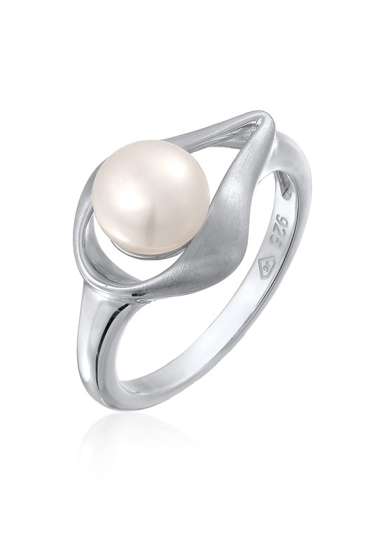 Nenalina Dames Ring Dames gebogen modern met Zoetwater gekweekte parel in 925 sterling zilver