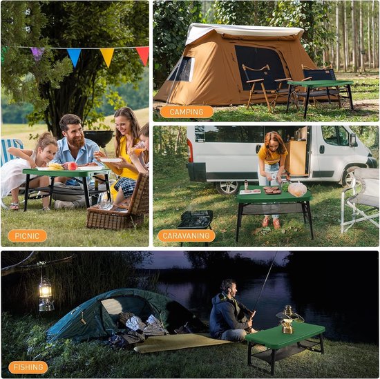 Wiltec campingtafel met 4 stoelen, 5-delige set kampeertafel met stoelen, picknicktafel in hoogte verstelbaar, kampeertafel en kampeerstoelen voor kamperen en outdoor