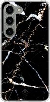 Casimoda® hoesje - Geschikt voor Samsung Galaxy S23 - Marmer Zwart - Shockproof case - Extra sterk - Siliconen/TPU - Zwart, Transparant