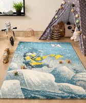 Vloerkleed kinderkamer Pinguïn - Dreams blauw 80x150 cm