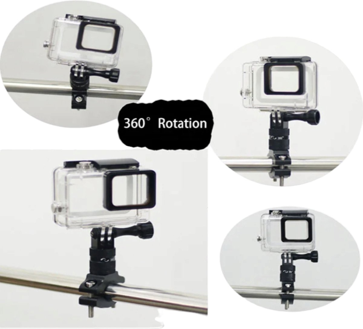 PULUZ Fiets Motorfiets Stuur Mount voor GoPro Bike Mount, 360 Graden Rotatie Aluminium go pro mount voor GoPro HERO 12 11 10 9 8 7 6 & DJI Osmo Action Camera Mount