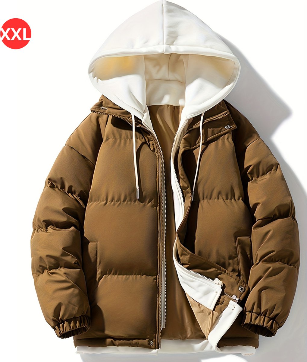 Livano Winterjas Parka Heren Winterjas Winter Volwassen Gewatteerde Jas Dames Koffie Bruin