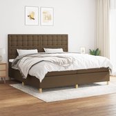 The Living Store Boxspringbed Donkerbruin - 203 x 200 x 118/128 cm - Pocketvering Matras - Middelharde Ondersteuning - Huidvriendelijk Topmatras