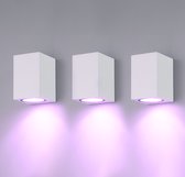 HOFTRONIC - Set van 3 Marion Smart Wandlampen binnen en buiten - Down (1 lichts) RGB+WW - GU10 4,5 Watt 350 Lumen - IP65 Waterdichte Buitenlamp - 16,5 miljoen kleuren - te bedienen met slimme assistent