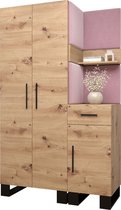 Garderobekast Ganggarderobe Compacte garderobe Vestibule Wandkast Plank Hal & Gang Kast Schoenenkast Gestoffeerde panelen en met een kussen - (BxHxD): 116x196x45,6 cm - ERNETST 6 - Artisan (Roze (Manilla 09))