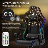 Gaming stoel met RGB-verlichting en Bluetooth-boxen Zwart/Camouflage in kunstleer ML-Design