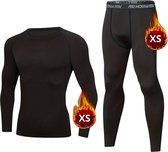 Livano Thermokleding - Thermo - Thermoshirt - Thermobroek - Beenverwarmers - Heren - Fleece - Set - Broek + Shirt - Zwart - Maat XS