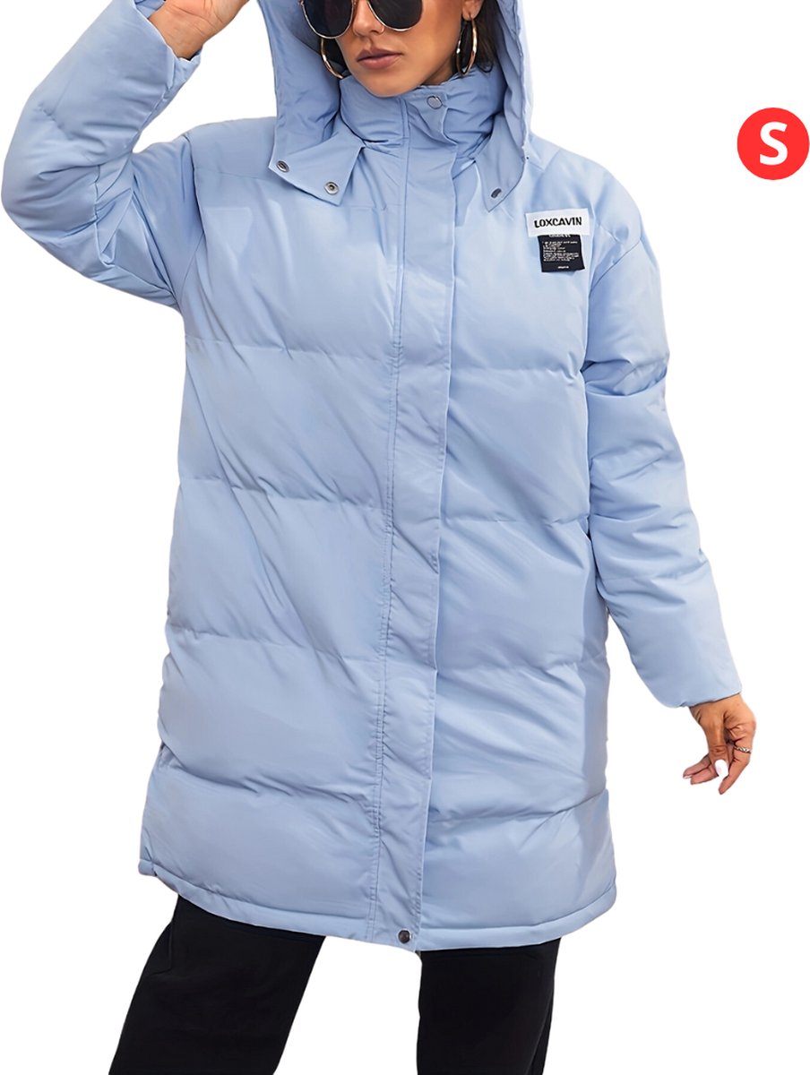 Livano Winterjas Dames Parka Winterjas Winter Volwassen Lange Jas Dames Herfst Lichtblauw