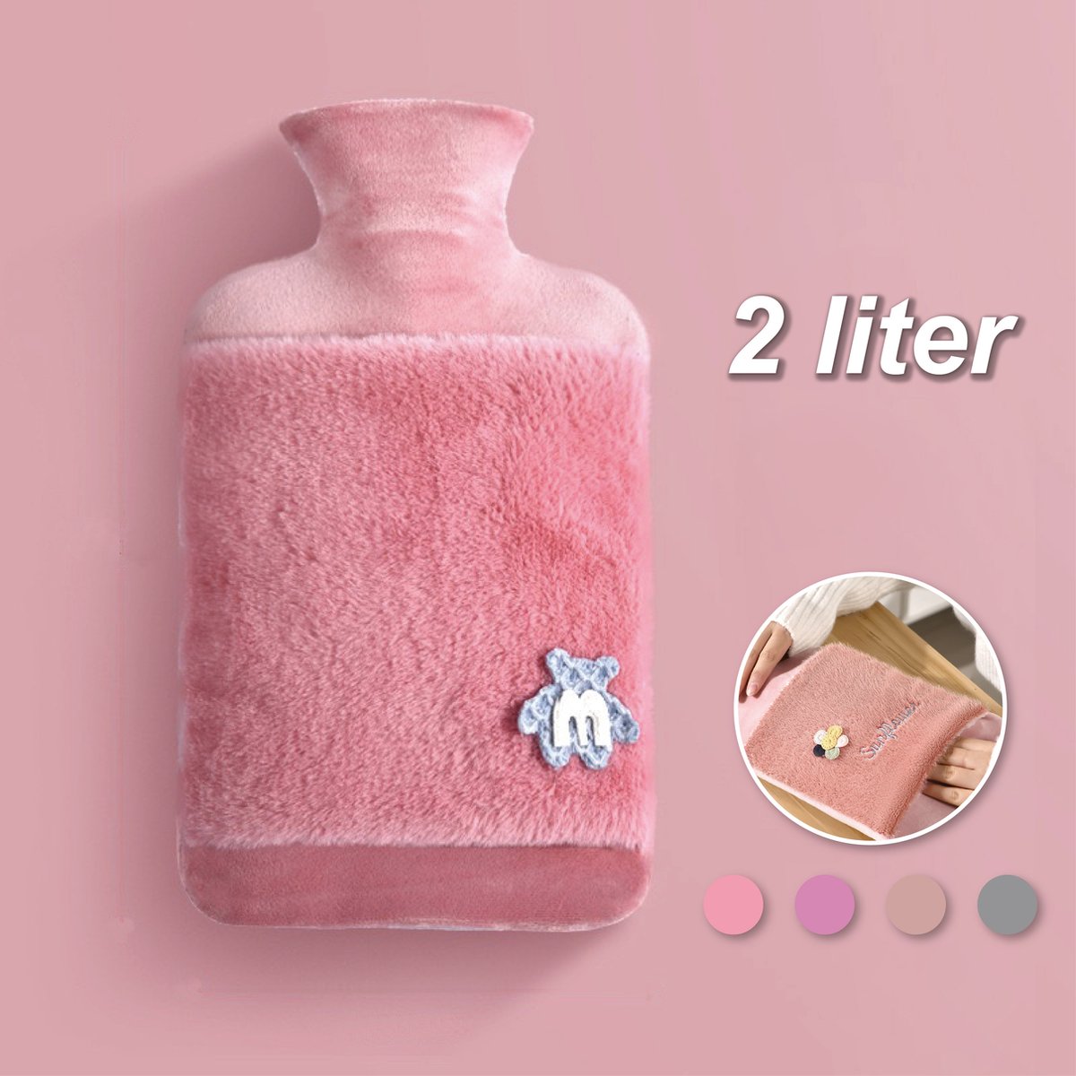 Goedkoopste Colorful Sun® Kruik met Hoes 2L – Warm & Koud Gebruik – Pluche Warmwaterkruik – Nek-, Rug- & Buikverwarmer – Ideaal bij Spierpijn, Buikpijn & Koeling – Voor in Bed & Overdag – Perfect Cadeau – Roze