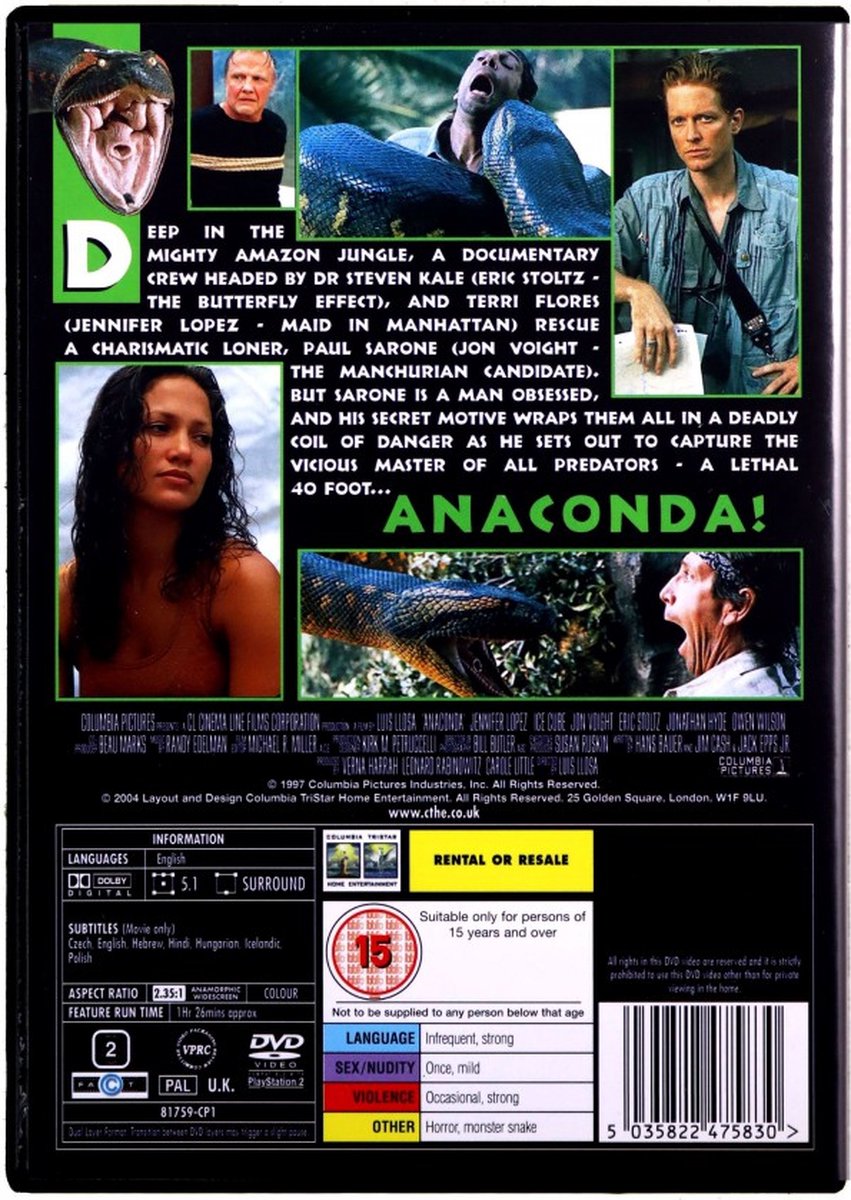 anaconda import (Dvd), Jon Voight Dvd's bol
