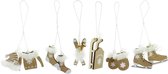 6-delige set kersthangers houten hanger kersthanger decoratieve hanger voor kerstboom dennenversiering kerstboomversiering kerstversiering cadeauhanger (goud)