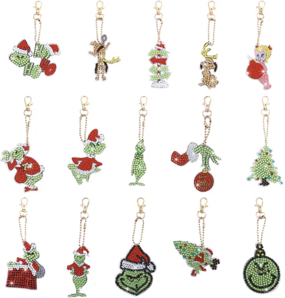 Diamond Painting Sleutelhanger - Dubbelzijdig - 15 x sleutelhanger - Kerst - Giftset vrouw - 3D Sleutelhanger - Volwassenen - Hobby - Kinderen - volledig pakket - Kinderfeestje - Maak je eigen sleutelhanger - Hanger voor aan je tas