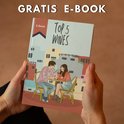 Handschrift E-book 'Top 5 Wijnen' met illustratie van een stel dat wijn drinkt.