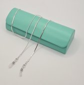 Dames zilverkleurige brillenketting met en reserve rubberen lussen. Inclusief twee hoogwaardige microvezel doekjes / brillenkoord dames / brilkoordje kraaltjes / briltouwtje / ketting voor zonnerbril / cordon de lunettes / Aland optiek 018