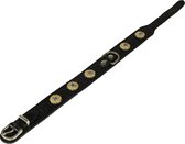Dutchiz Fortuna Black Crocodile Leather Luxe Leren Halsband belegd met gele stenen voor de hond maat S 48 cm in NL handgemaakt