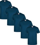 James & Nicholson Lot de 5 t- Shirts bleu marine pour hommes, 100 % Katoen , col rond, T-shirts sous-vêtement taille XL