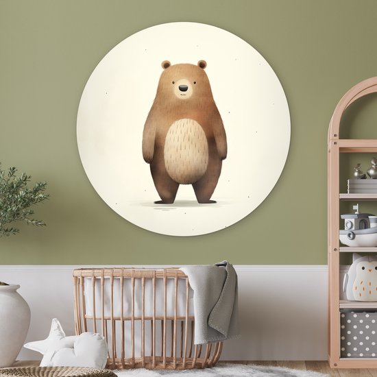 WallCircle - Cercle mural ⌀ 150 - Aquarelle - Ours - Marron - Animaux - Tableaux ronds salon - Plaque murale ronde - Cercle de Décoration murale - Décoration de chambre à l'intérieur - Cercle mural de Décoration murale - Accessoires de maison